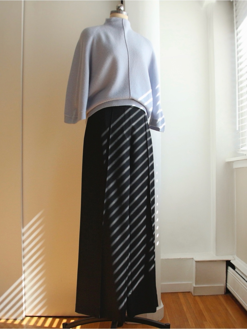 D. Exterior Italian Wide Legged Wool Trouser